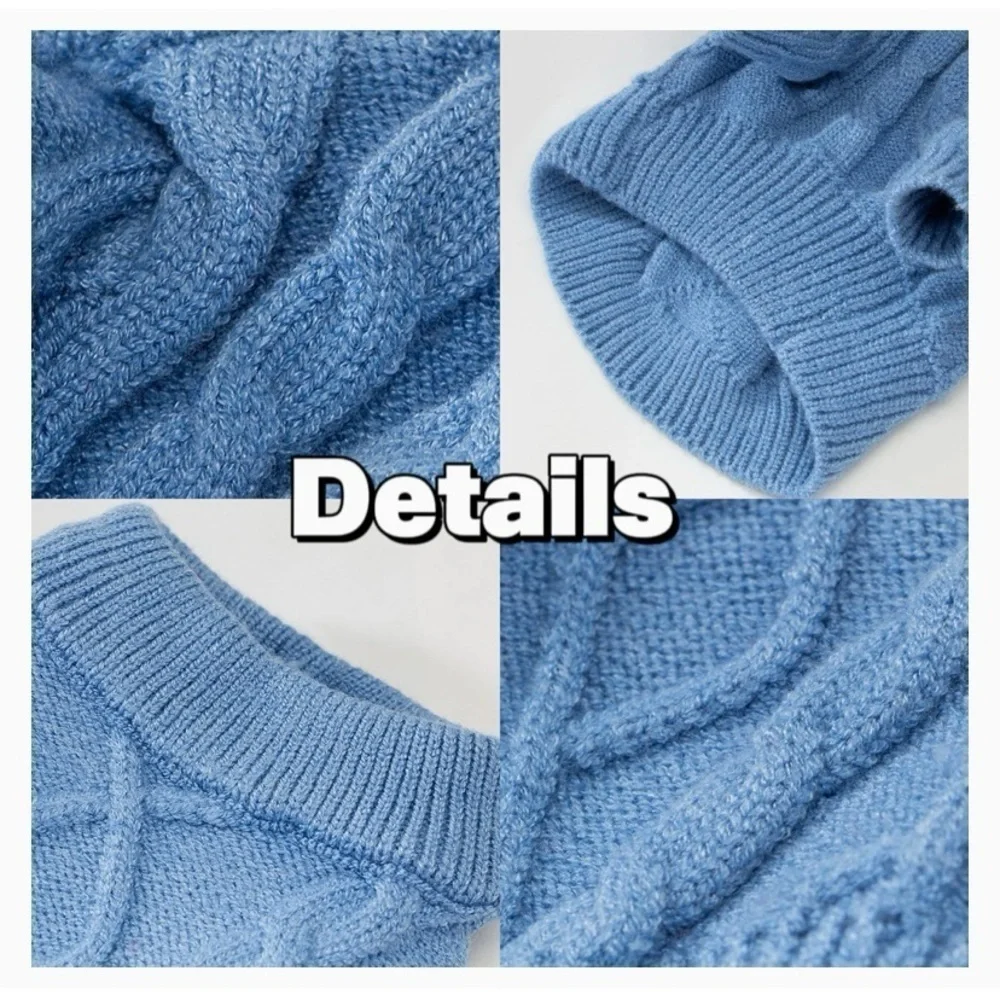 Small Dog Breed Sweater Blue size XL cable knit comfy warm